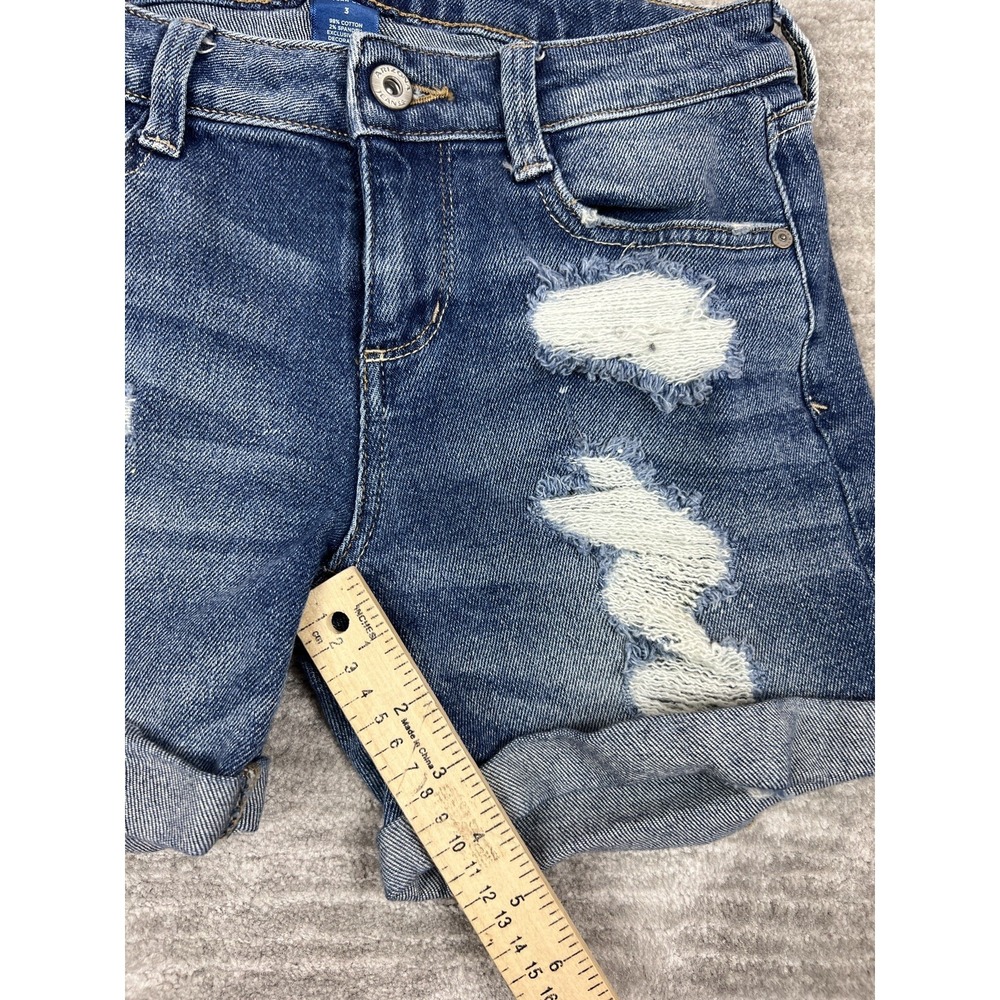 AriZona Juniors Shorts Size 3 Blue Distressed Ripped Cuffed Boyfriend - Picture 5 of 12